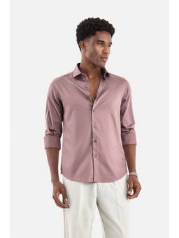 Snitch - Mauve Solid Full Sleeves Slim Casual Shirt for Men