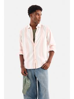 Snitch - Pink Stripes Full Sleeves Regular Casual Shirt for Men