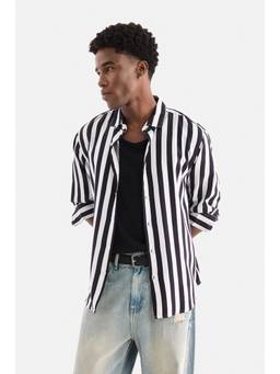 Snitch - Black Stripes Full Sleeves Regular Casual Shirt for Men