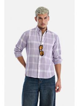 Snitch - Lavender Checks Full Sleeves Regular Casual Shirt for Men