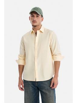 Snitch - Cream Solid Full Sleeves Regular Casual Shirt for Men