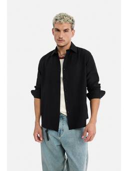 Snitch - Black Solid Full Sleeves Regular Semi Casual Shirt for Men