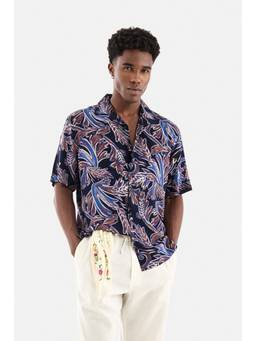 Snitch - Navy Floral Half Sleeves Regular Shirt for Men
