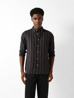 The Bear House - Men Black Striped Causal Shirt