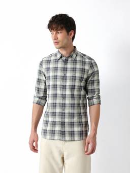 The Bear House - Men Green Checked Causal Shirt