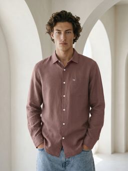 The Bear House - Men Brown Solid Causal Shirt