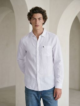 The Bear House - Men White Solid Causal Shirt