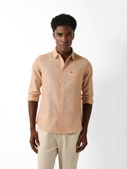 The Bear House - Men Orange Solid Causal Shirt