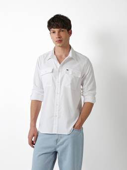 The Bear House - Men White Solid Causal Shirt