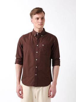 The Bear House - Men Solid Brown Causal Shirt