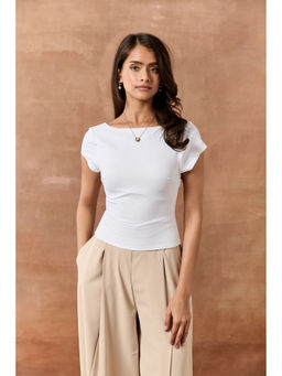 Lea Clothing - Scottie White Backless Seamless Top