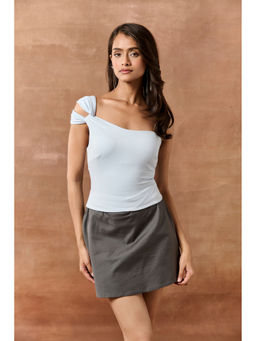 Lea Clothing - Justine Baby Blue Asymmetric Seamless Top