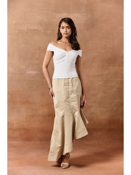 Lea Clothing - Alitzel White Knot-Detailed Seamless Top