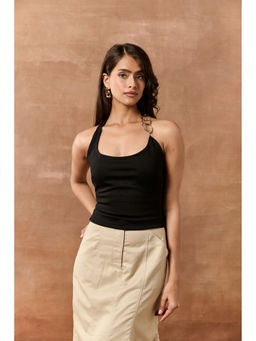 Lea Clothing - Miller Black Sleeveless Crop Top