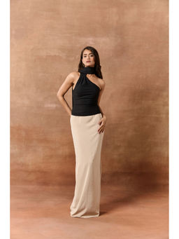 Lea Clothing - Irma Black Ribbed Wrap-Neck Top