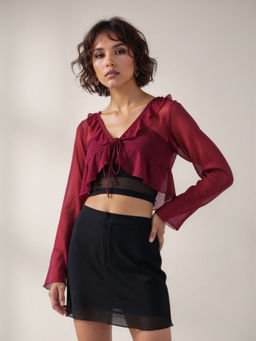 IZF - Wine Ruffle Shrug