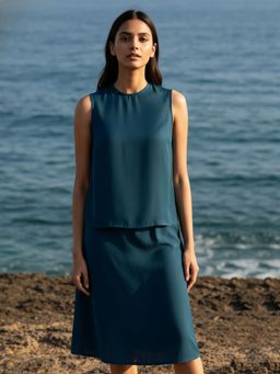 AOBA - Women Dark Green Solid Sleeveless Co-ord (Set of 2)