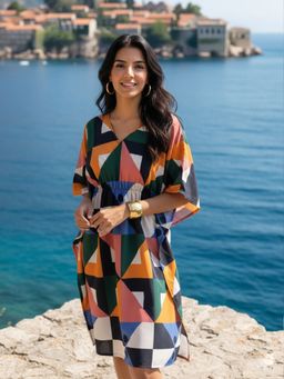 AOBA - Women Multicolor Geometrical Kaftan Dress