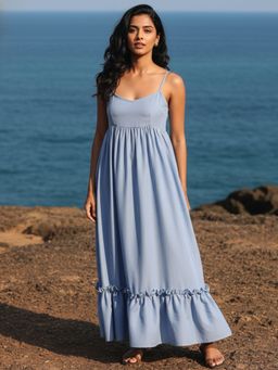 AOBA - Women Light Blue Empire Midi Dress