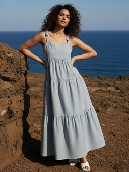 AOBA - Women Light Blue Sleeveless Maxi Dress