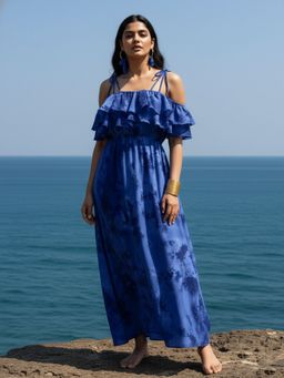 AOBA - Women Blue Tie & Dye Sleeveless Dress