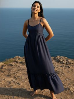 AOBA - Women Blue Empire Midi Dress