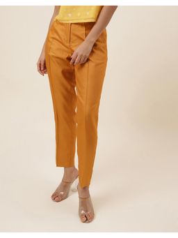 Fabindia - Mustard Viscose Silk Slim Fit Kosi Pant