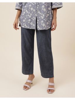 Fabindia - Blue Cotton Woven Casual Pant