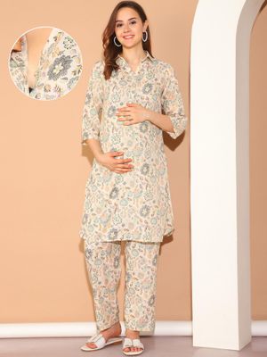 Maternity Cotton Kurti with Pants Matching Set