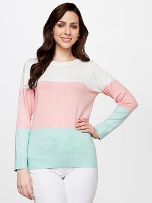 Buy AND Round Neck Multi-Color Colorblock Top online