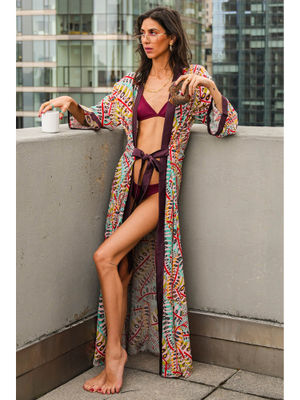 Buy Ps Pret By Payal Singhal Amelia Red Poison Ivy Print Crepe Duster