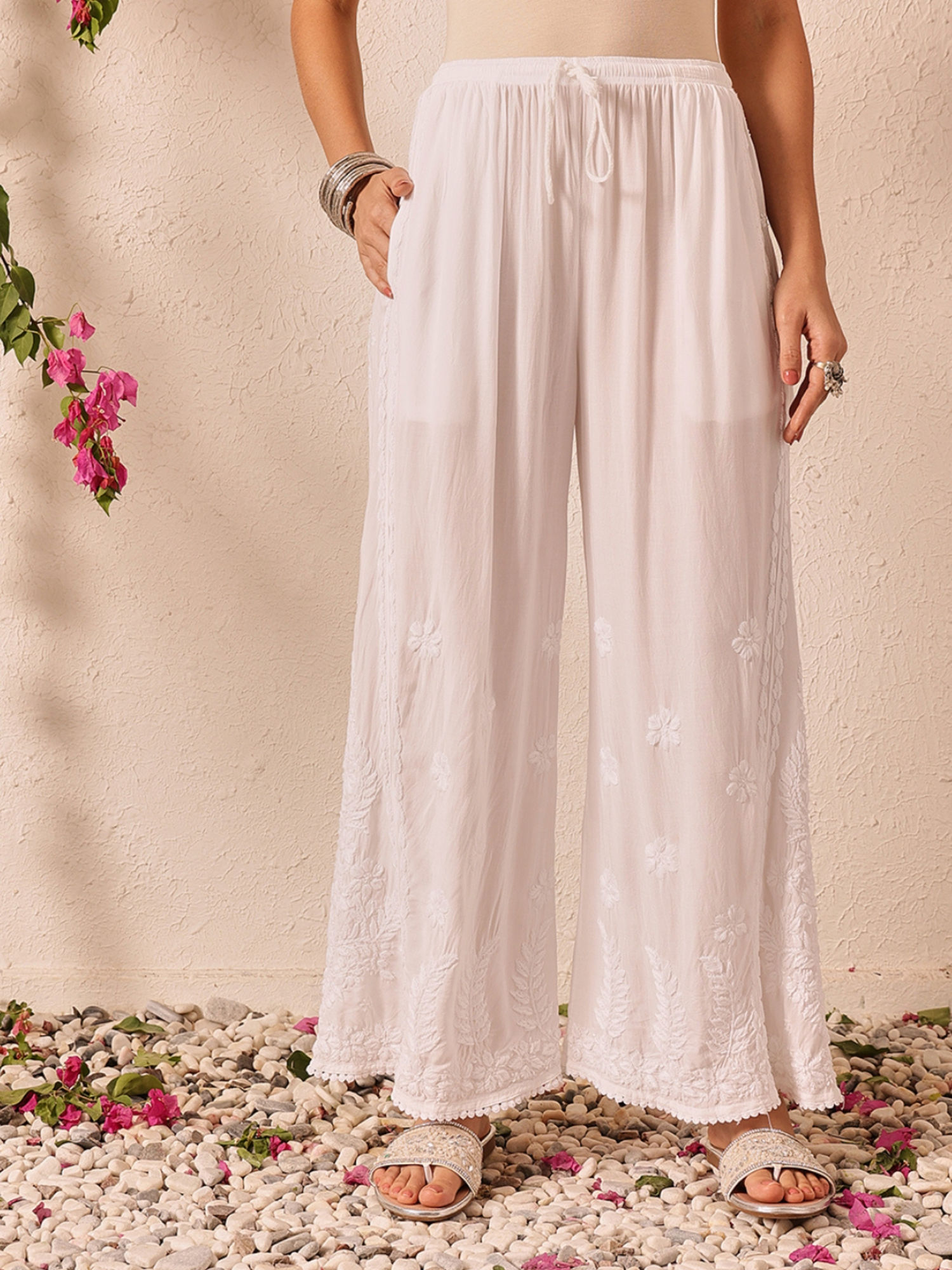 ada Women Ethnic Motifs Embroidered Wide White Modal Palazzo-picture-23