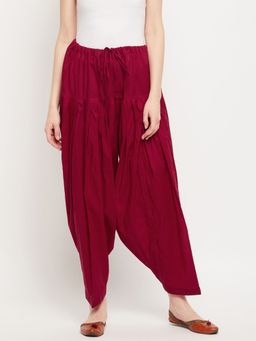 Clora Creation - Maroon Solid Pure Cotton Patiala Salwar