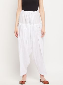 Clora Creation - White Solid Pure Cotton Patiala Salwar