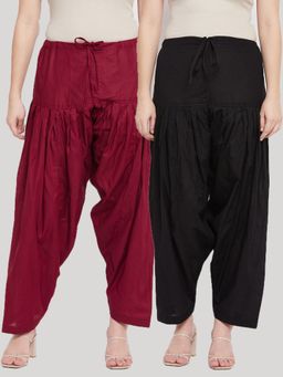 Clora Creation - Maroon and Black Solid Pure Cotton Salwar (Pack of 2)