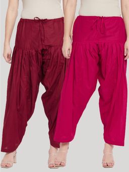 Clora Creation - Maroon and Magenta Solid Pure Cotton Salwar (Pack of 2)