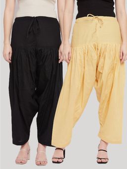 Clora Creation - Black and Fawn Solid Pure Cotton Salwar (Pack of 2)