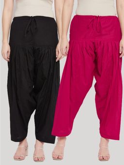 Clora Creation - Black and Magenta Solid Pure Cotton Salwar (Pack of 2)