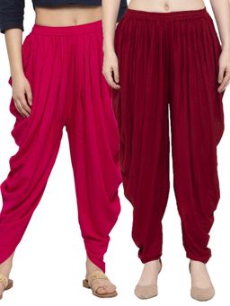 Clora Creation - Magenta and Maroon Solid Rayon Dhoti (Pack of 2)