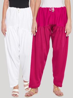 Clora Creation - White and Magenta Solid Woolen Salwar (Pack of 2)