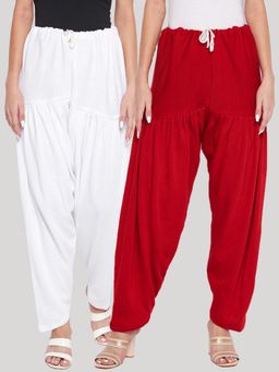 Clora Creation - White and Red Solid Woolen Salwar (Pack of 2)
