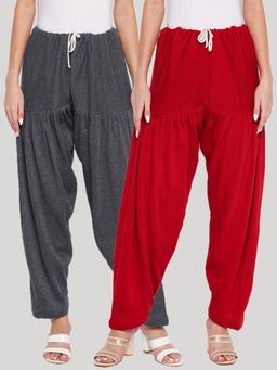 Clora Creation - Grey and Red Solid Woolen Salwar (Pack of 2)