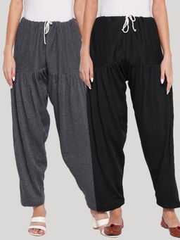 Clora Creation - Grey and Black Solid Woolen Salwar (Pack of 2)