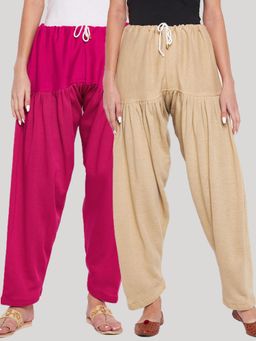 Clora Creation - Magenta and Fawn Solid Woolen Salwar (Pack of 2)