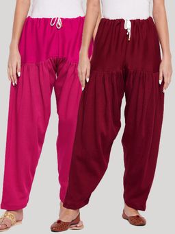 Clora Creation - Magenta and Maroon Solid Woolen Salwar (Pack of 2)