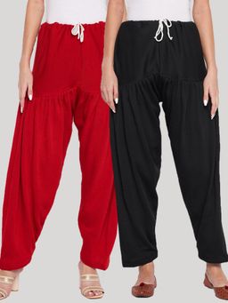 Clora Creation - Red and Black Solid Woolen Salwar (Pack of 2)