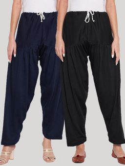 Clora Creation - Navy Blue and Black Solid Woolen Salwar (Pack of 2)