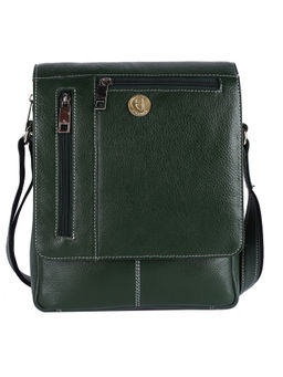 HiLEDER - Pure Genuine Leather 8 Inches Sling Travel Tablet Office Bag, Green