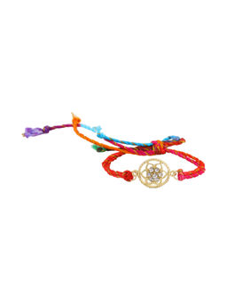Estele - Gold Plated Blissful Floral Designer Rakhi with Crystals & Silk Thread
