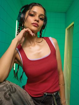 The Souled Store - Originals Solid: Fire Red Womens Tank Top